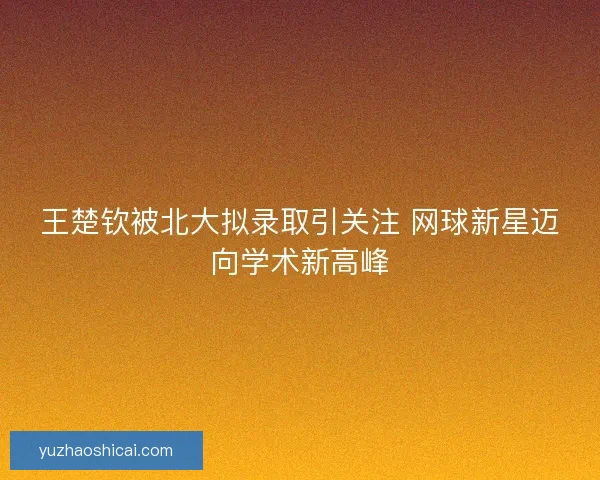 王楚钦被北大拟录取引关注 网球新星迈向学术新高峰 王楚钦被北大拟录取引关注 网球新星迈向学术新高峰