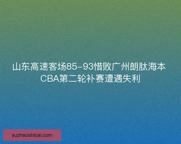 山东高速客场85-93惜败广州朗肽海本 CBA第二轮补赛遭遇失利