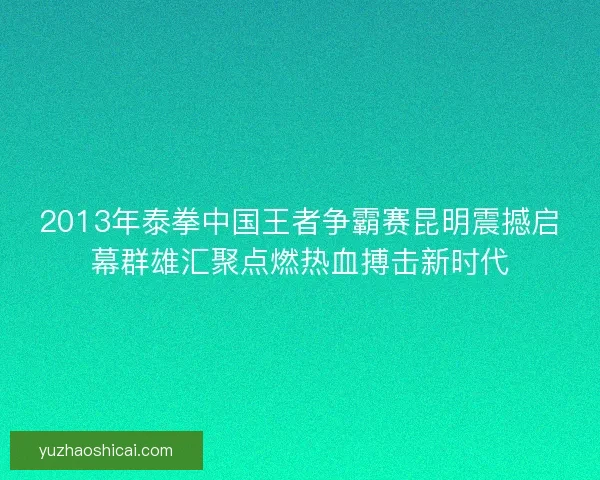 2013年泰拳中国王者争霸赛昆明震撼启幕群雄汇聚点燃热血搏击新时代 2013年泰拳中国王者争霸赛昆明震撼启幕群雄汇聚点燃热血搏击新时代