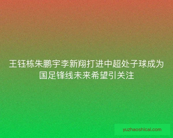 王钰栋朱鹏宇李新翔打进中超处子球成为国足锋线未来希望引关注 王钰栋朱鹏宇李新翔打进中超处子球成为国足锋线未来希望引关注